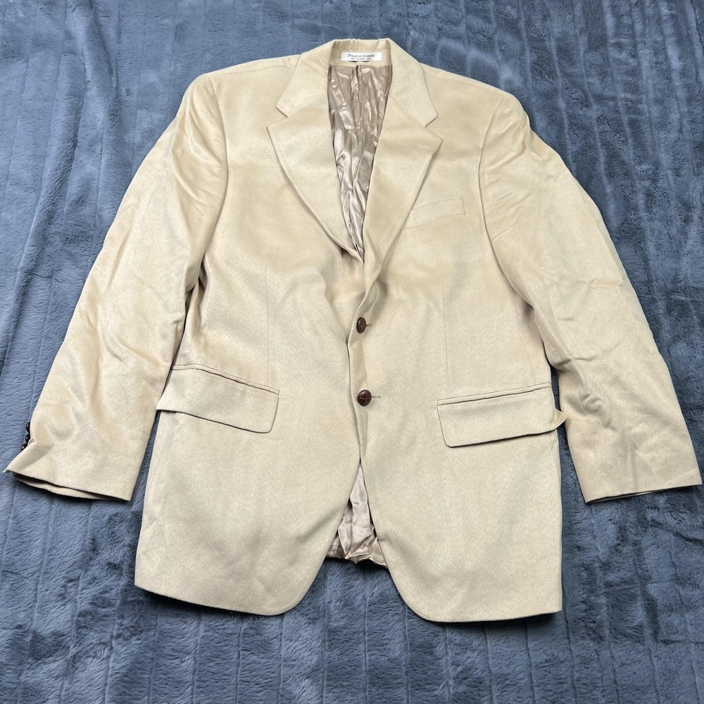 Ralph Lauren Blazer Mens 40R Beige Suede Microfiber Single Breasted 2-Button